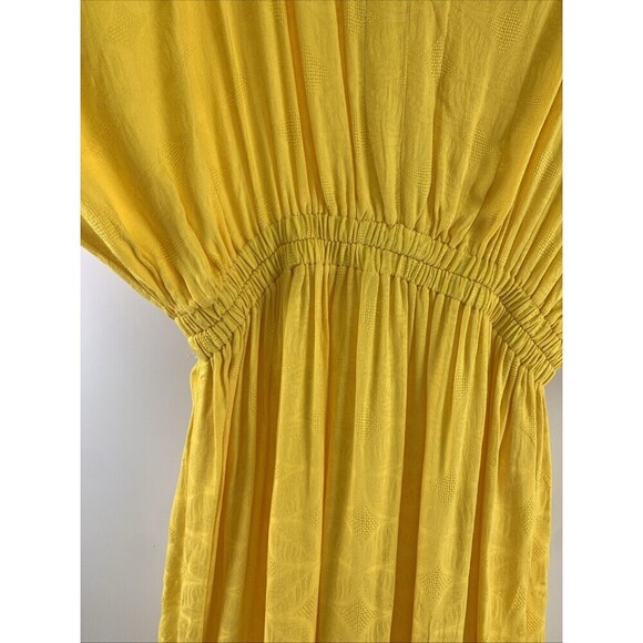 Cupshe Yellow Beach Cover Up Dress V-Neck Dolman Sleeve Side Slits Rayon Medium - Picture 5 of 16